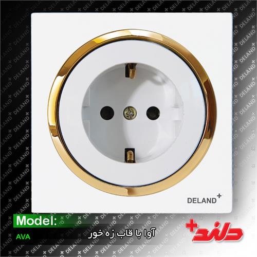 پریز ارت پایه سرامیکی آوا سفید دلندپلاس با زه طلایی