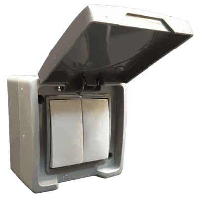 کلید دوپل IP44 /بارانی روکار سیلور