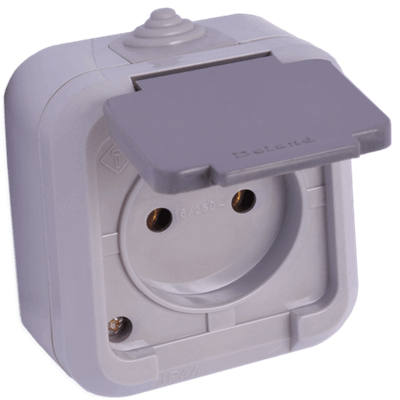 پریز برق ساده با پایه سرامیکی ip44 /بارانی روکار دلند