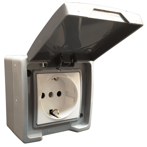 پریز برق ارت با پایه سرامیکی IP44،سیلور