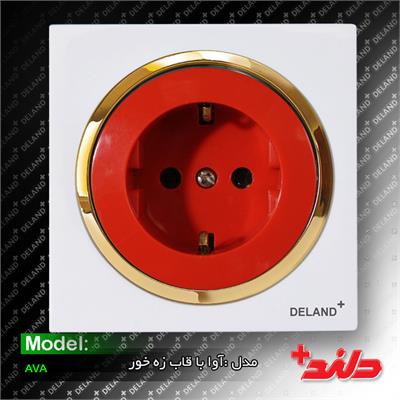 پریز ارت UPS آوا سفید زه طلایی(مکانیزم+قاب+زه)