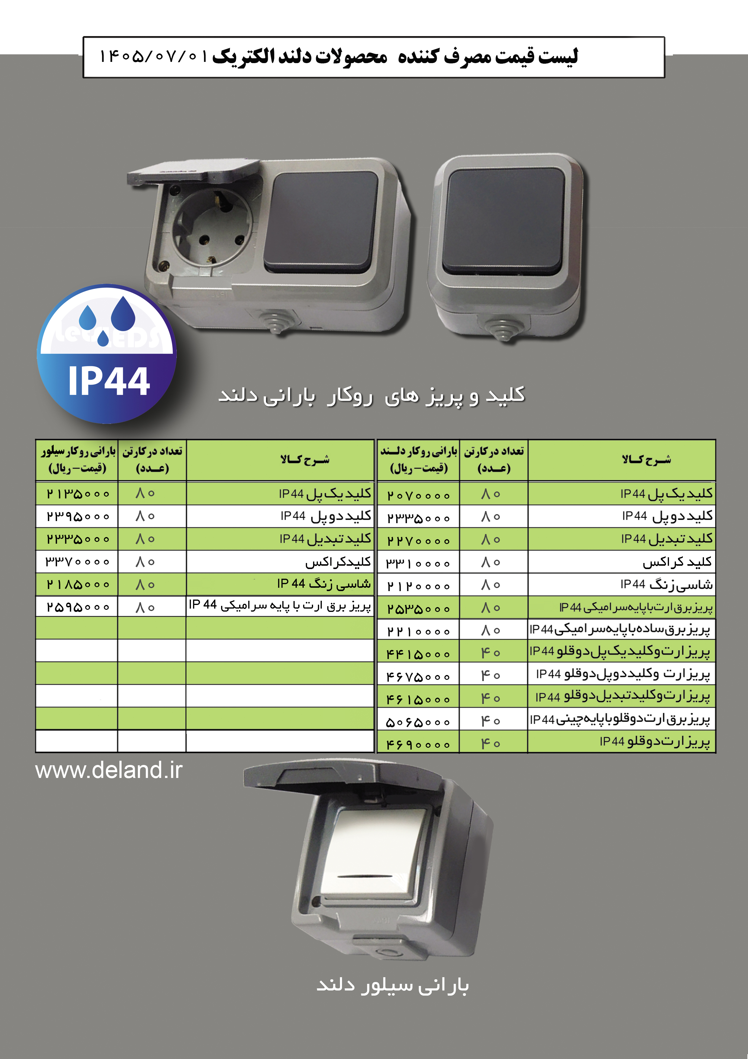 لیست قیمت جدید محصولات دلندالکتریک 1405/07/01 4